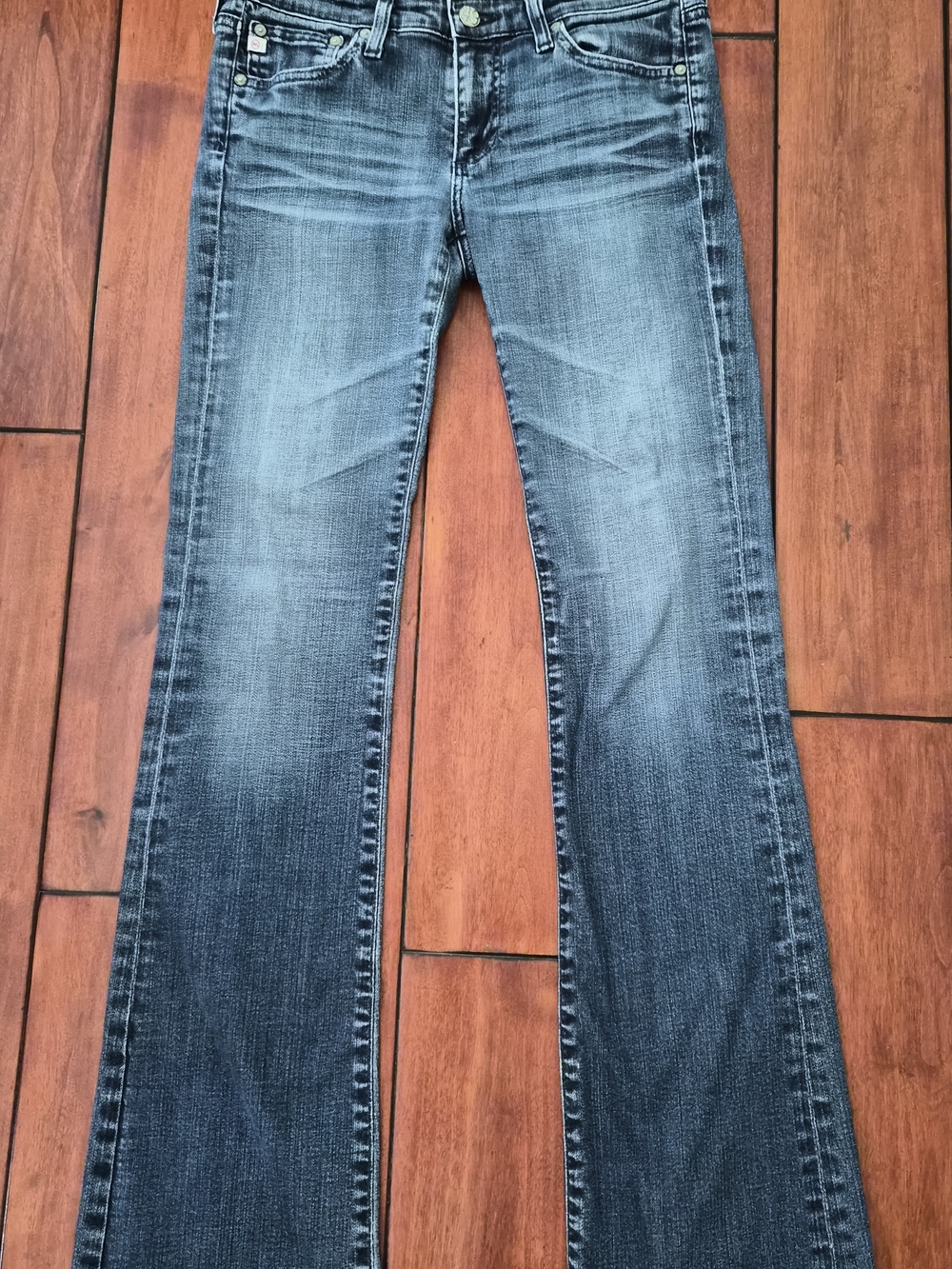 Ag Adriano Goldschmied Women's Low Rise Faded Blue Slim Flarebottom Jeans